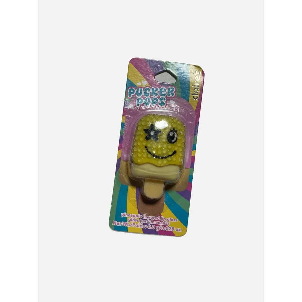 Claire's Pucker Pops Lip Gloss Kids 0.8g Yellow Pineapple Popsicle Collectible